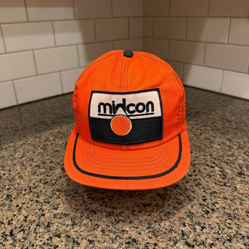 Midcon Trucker Hat Snapback Orange Black Vintage Retro Cap